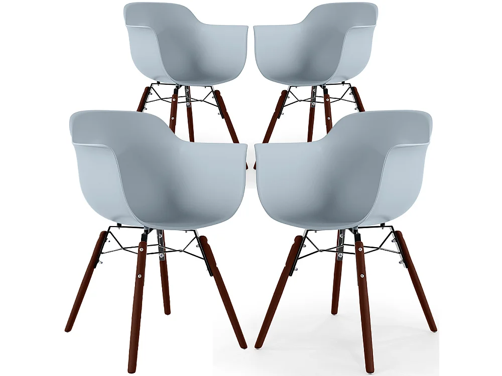 Sillas de Comedor - Diseño Escandinavo - Patas de Madera Oscura - Pack de 4 - Nordika