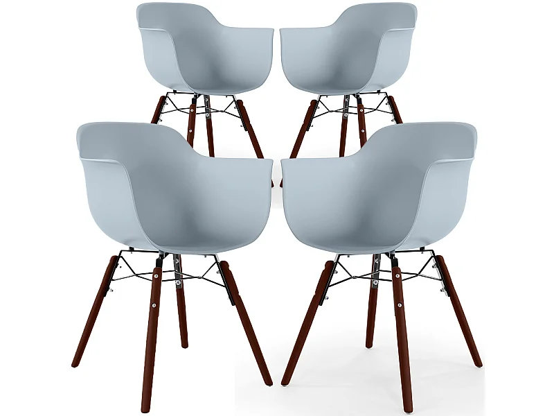 Chaises de Salle à Manger - Design Scandinave - Pieds en Bois Sombre - Lot de 4 - Nordika Gris clair