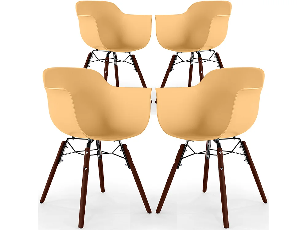 Chaises de Salle à Manger - Design Scandinave - Pieds en Bois Sombre - Lot de 4 - Nordika Orange pâle