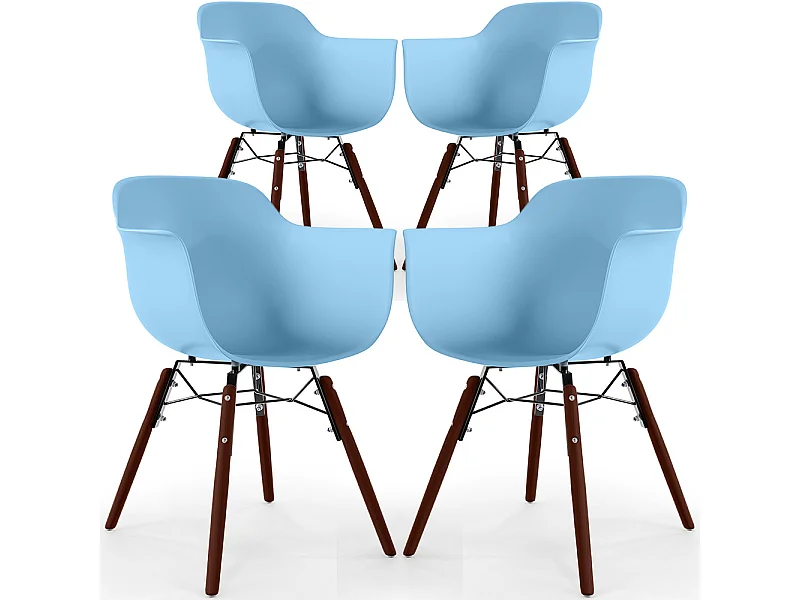 Sedie da Pranzo - Design Scandinavo - Gambe in Legno Scuro - Set di 4 - Nordika