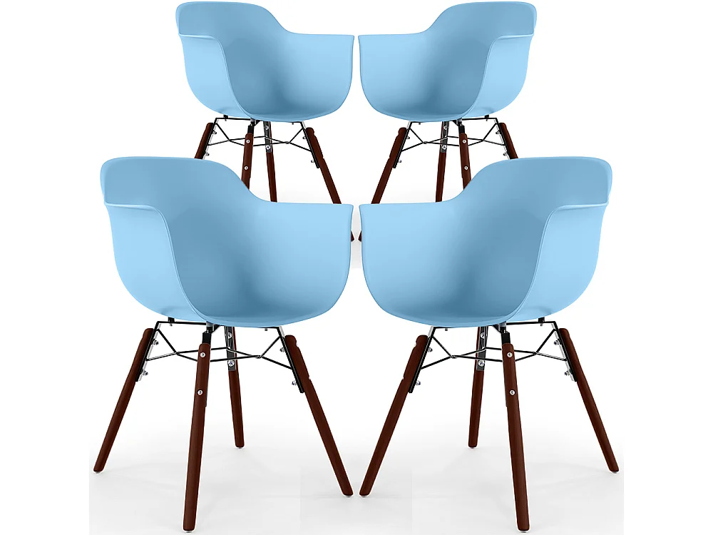 Sillas de Comedor - Diseño Escandinavo - Patas de Madera Oscura - Pack de 4 - Nordika