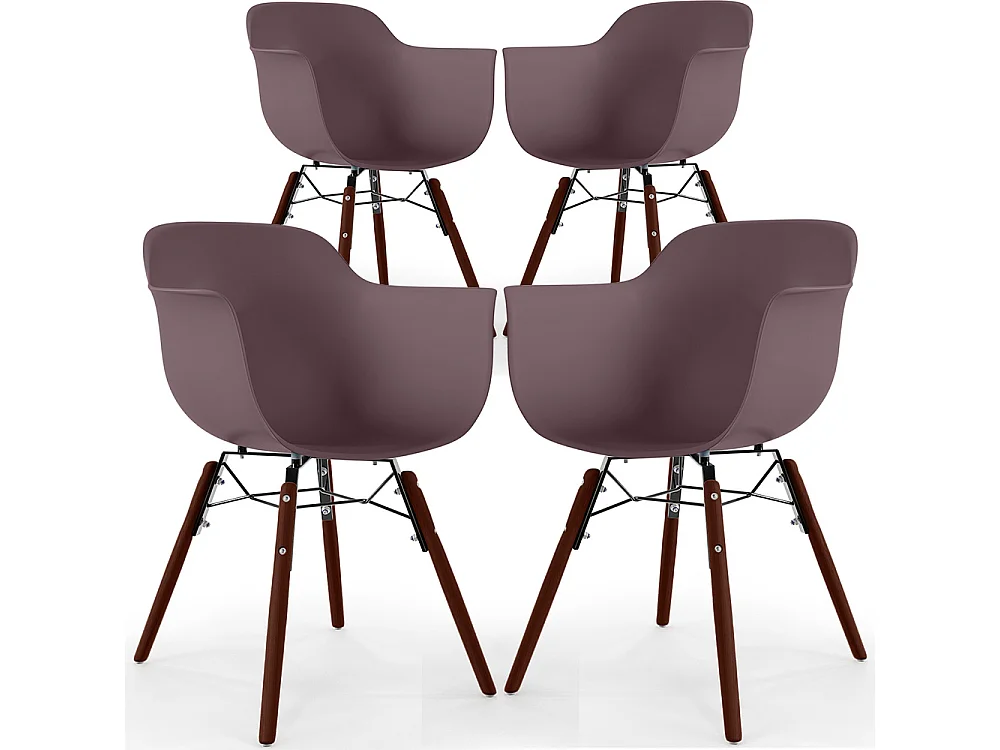 Chaises de Salle à Manger - Design Scandinave - Pieds en Bois Sombre - Lot de 4 - Nordika Taupe