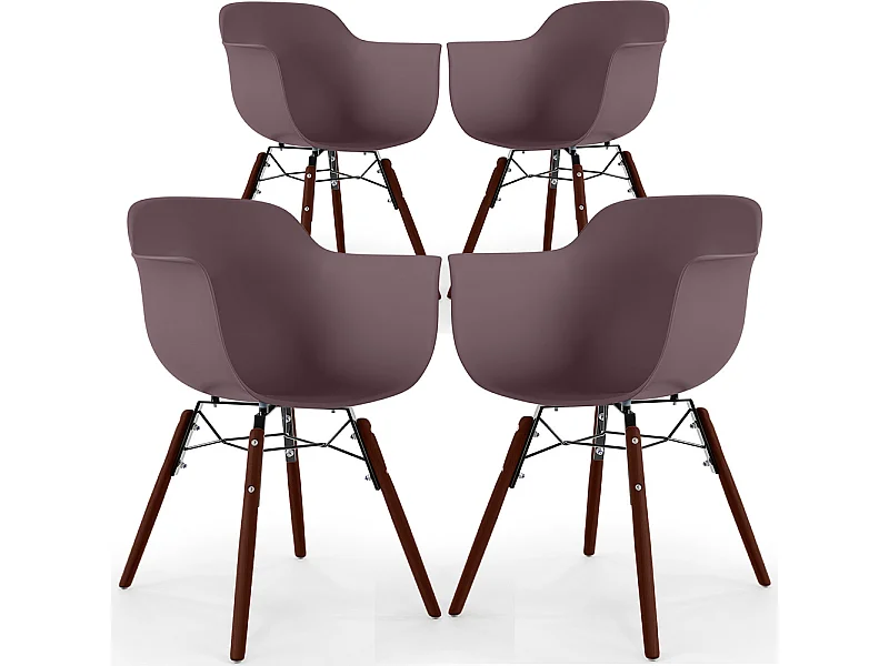 Sedie da Pranzo - Design Scandinavo - Gambe in Legno Scuro - Set di 4 - Nordika