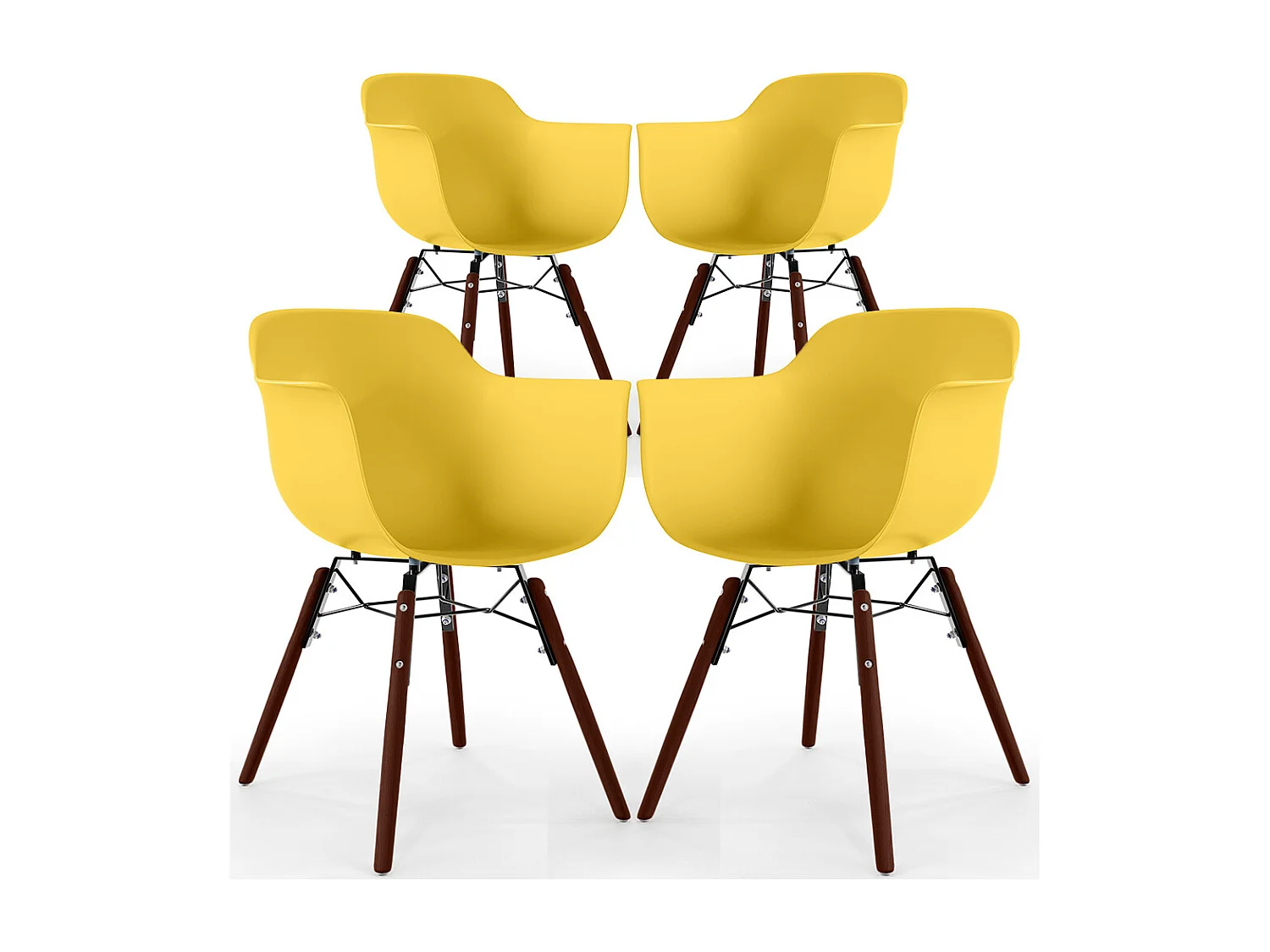 Chaises de Salle à Manger - Design Scandinave - Pieds en Bois Sombre - Lot de 4 - Nordika Jaune