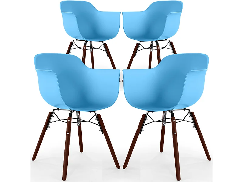 Sedie da Pranzo - Design Scandinavo - Gambe in Legno Scuro - Set di 4 - Nordika