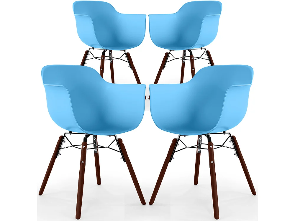 Sillas de Comedor - Diseño Escandinavo - Patas de Madera Oscura - Pack de 4 - Nordika