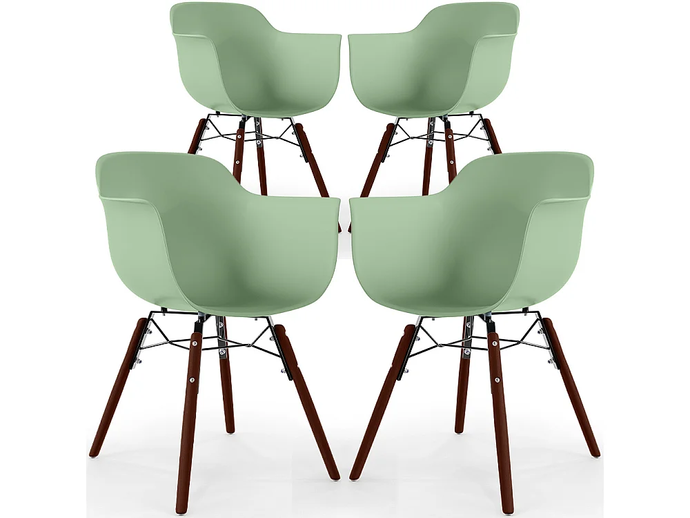 Sillas de Comedor - Diseño Escandinavo - Patas de Madera Oscura - Pack de 4 - Nordika