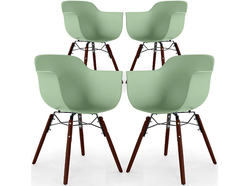 Sedie da Pranzo - Design Scandinavo - Gambe in Legno Scuro - Set di 4 - Nordika