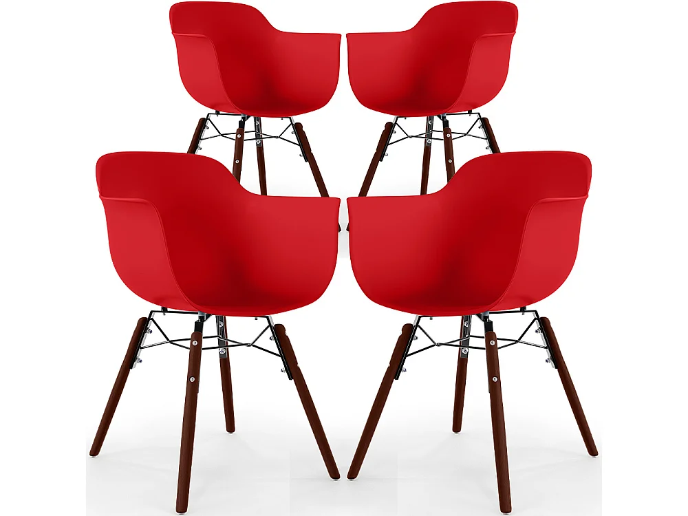 Sillas de Comedor - Diseño Escandinavo - Patas de Madera Oscura - Pack de 4 - Nordika