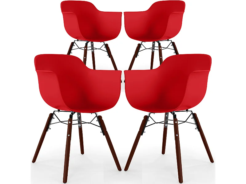 Sillas de Comedor - Diseño Escandinavo - Patas de Madera Oscura - Pack de 4 - Nordika