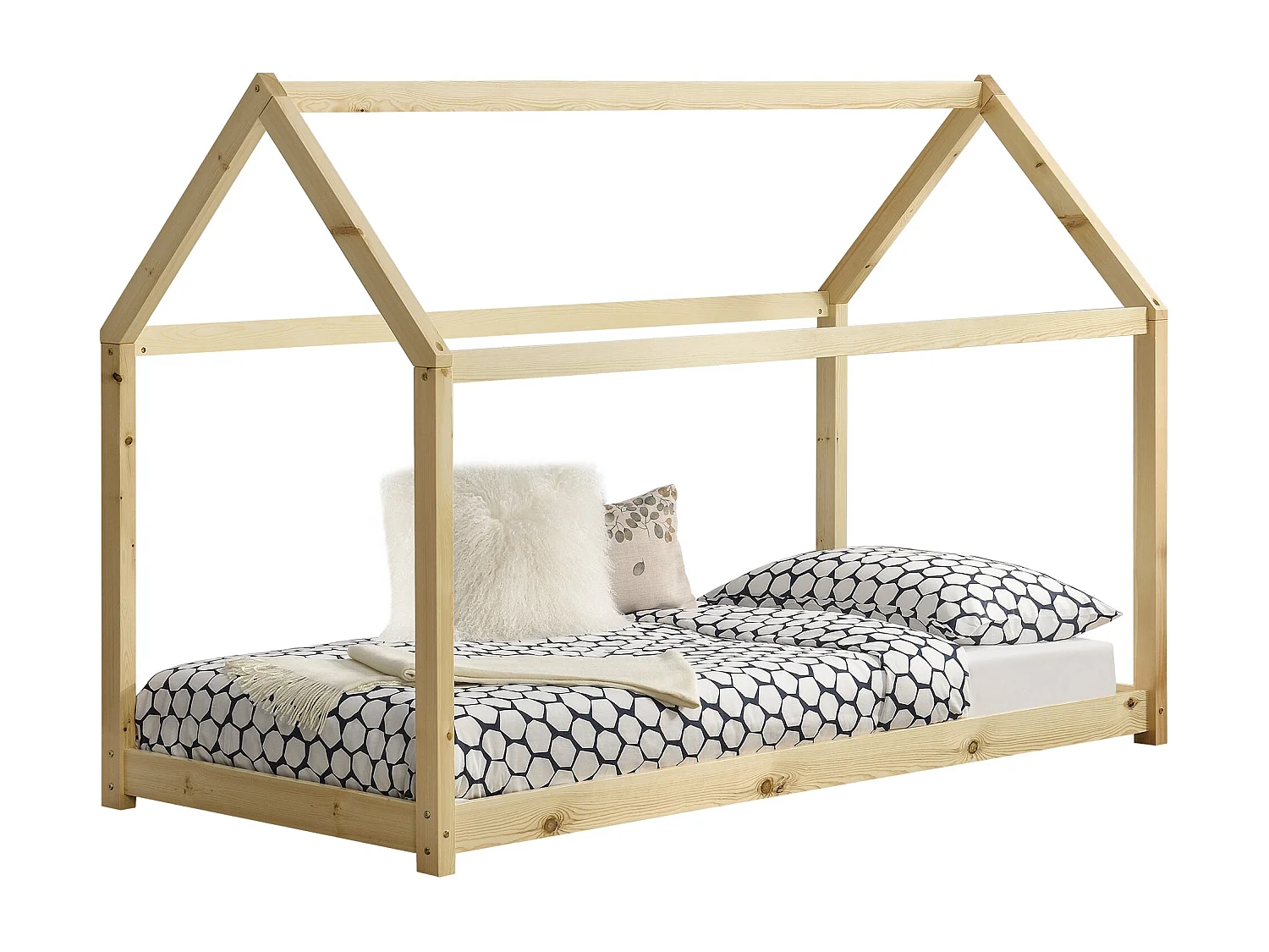 Lit pour enfant forme bois marron 146 x 78 x 127 cm 03_0005541