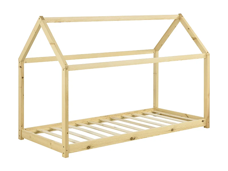 Lit pour enfant forme bois marron 146 x 78 x 127 cm 03_0005541