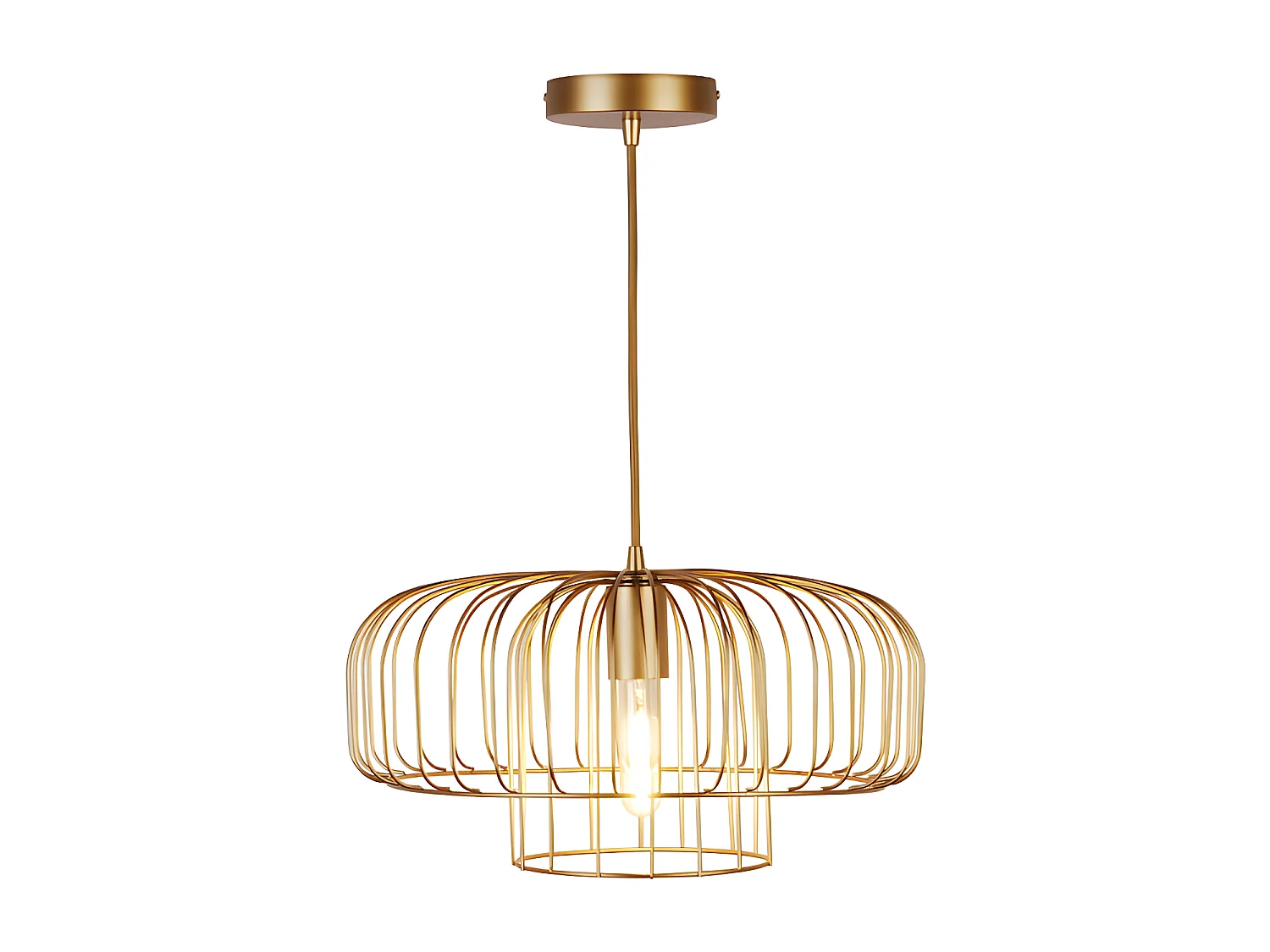 Druciany żyrandol w designerskim stylu ANDORMAQUE - Metal - 40 x 40 x 130 cm - Matowe złoto