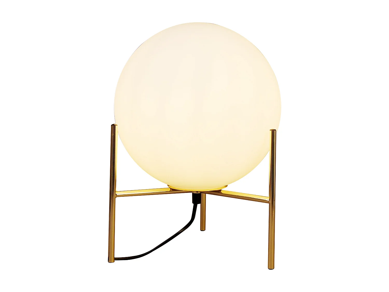 Lampe à poser globe sur pied - D. 25 x H. 35 cm - Doré et blanc -BARLOW