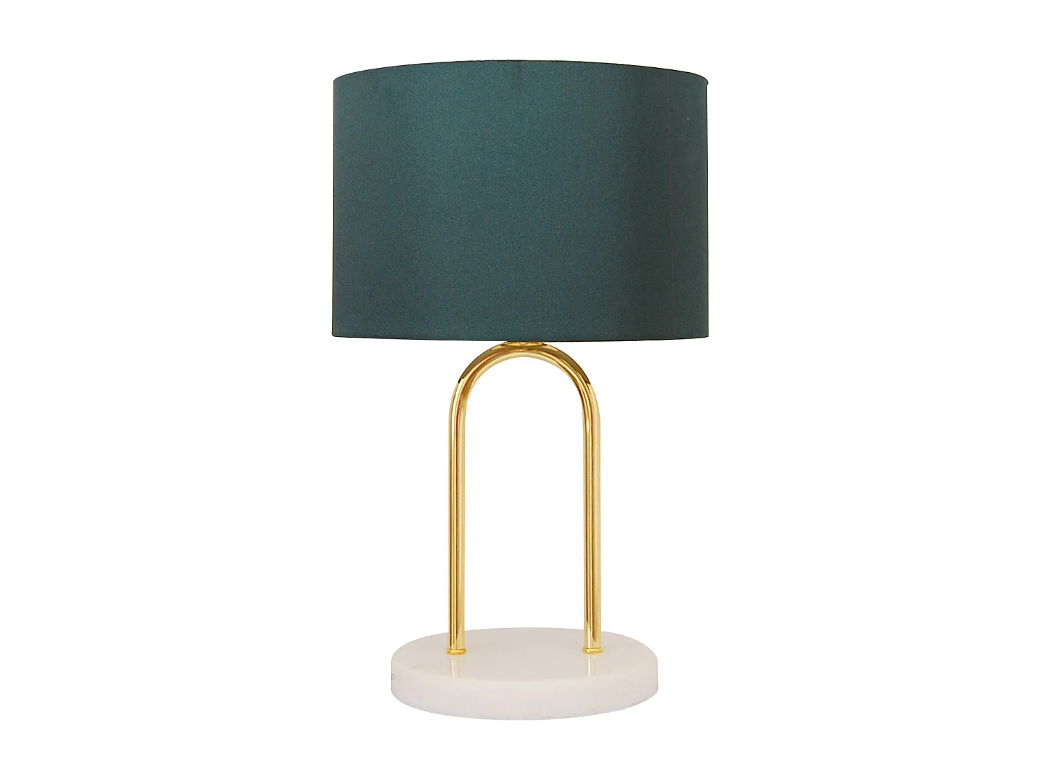 Lampe à poser en acier et marbre - D. 25 cm x H. 41 cm - Bleu canard - NOUR