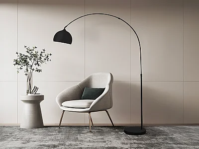 Large arc floor lamp - metal and marble - H180 cm - matt black - OMBRAGE