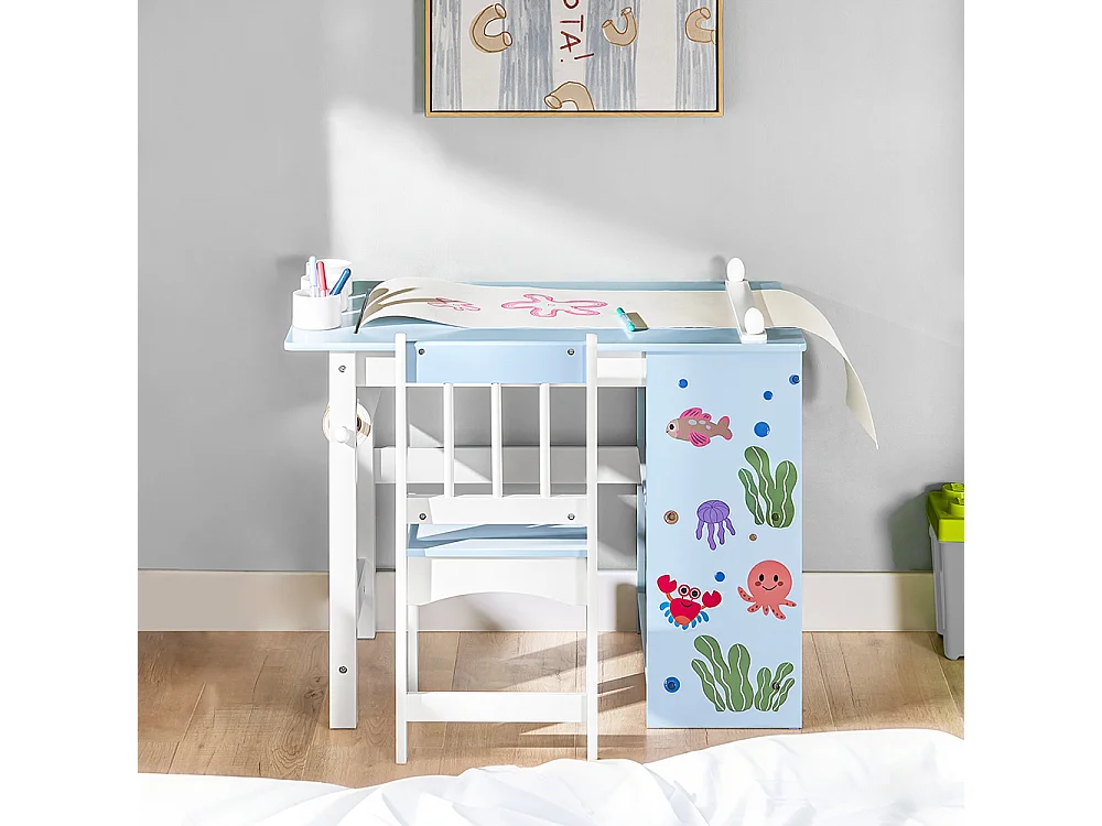 SoBuy Set kindertafel met stoel Blauw 80x50x60cm Noordelijk KMB60-B