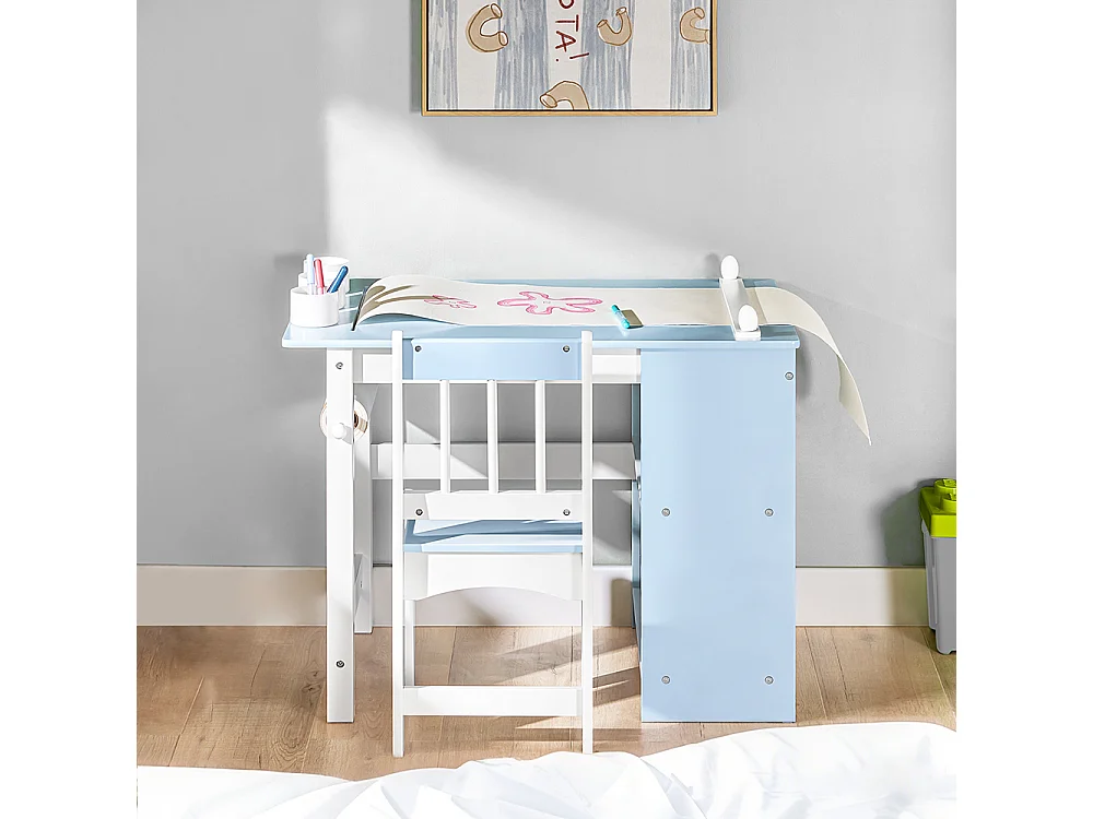 SoBuy Set kindertafel met stoel Blauw 80x50x60cm Noordelijk KMB60-B