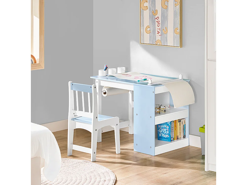 SoBuy Set kindertafel met stoel Blauw 80x50x60cm Noordelijk KMB60-B