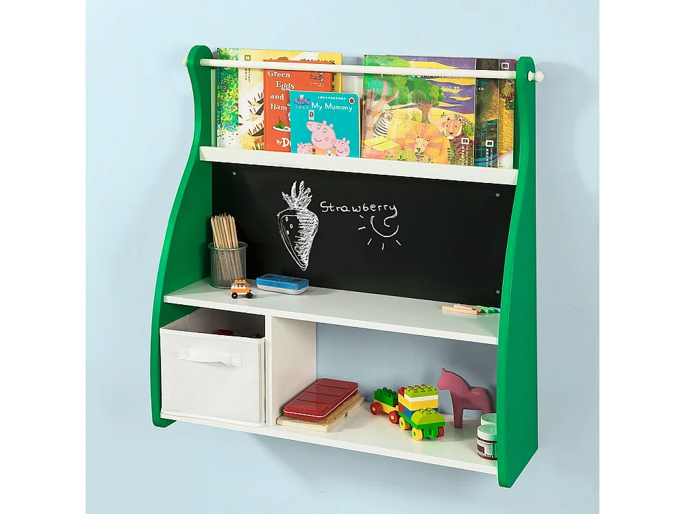 SoBuy Regał dziecięcy z jedną półką Zielony 80x25x90cm Nowoczesny KMB09-GR