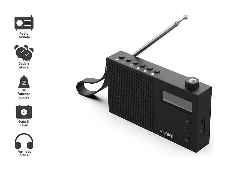 Radio réveil - EVOOM - EGY - Noir