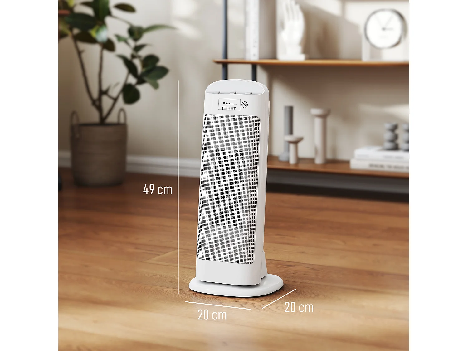 Radiateur électrique céramique PTC - chauffage soufflant oscillant 700/1300/2000W - 4 modes, thermostat - blanc