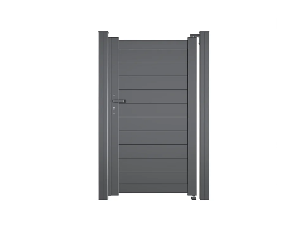 Portillon Aluminium Plein - Largeur 1m - Hauteur 1m60 – Gris anthracite - Prêt à poser