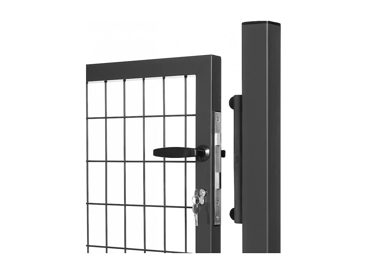 Portillon grillagé en acier galvanisé maille 100 x 50 L 1m20 x H 2m00 Gris anthracite