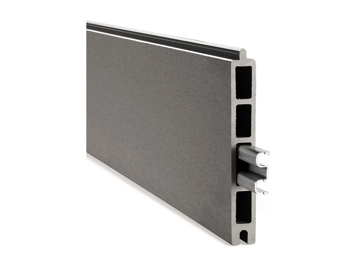 Kit clôture composite et aluminium à sceller H 1m80 L 1m80 gris quartz avec renforts acier - Palissade - Brise vue