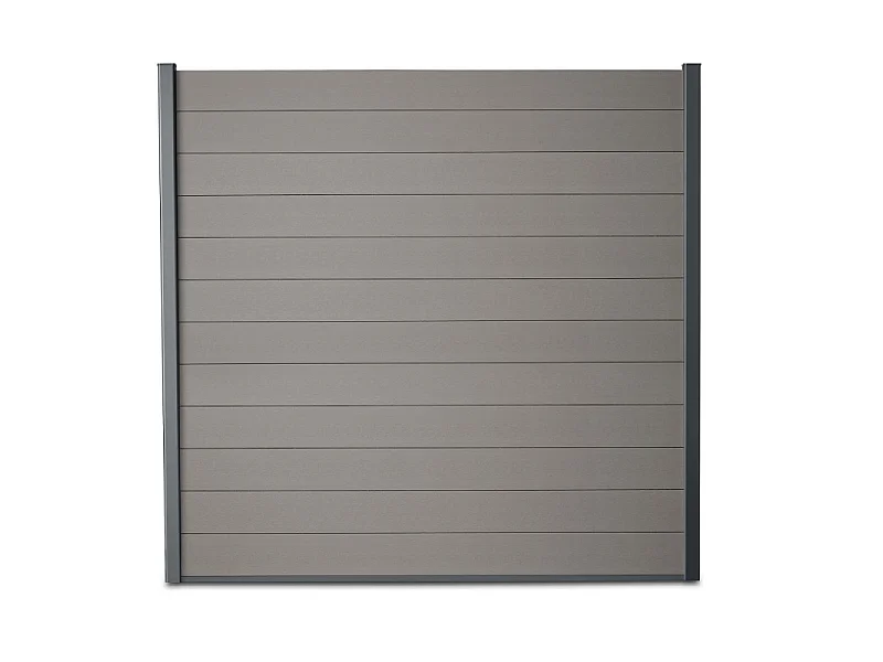 Kit complet clôture composite et aluminium à sceller H 1m80 L 1m80 gris quartz avec renforts acier - Palissade - Brise vue