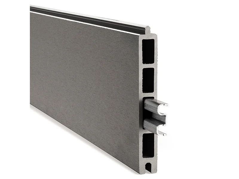 Kit complet clôture composite et aluminium à sceller H 1m80 L 1m80 gris quartz avec renforts acier - Palissade - Brise vue
