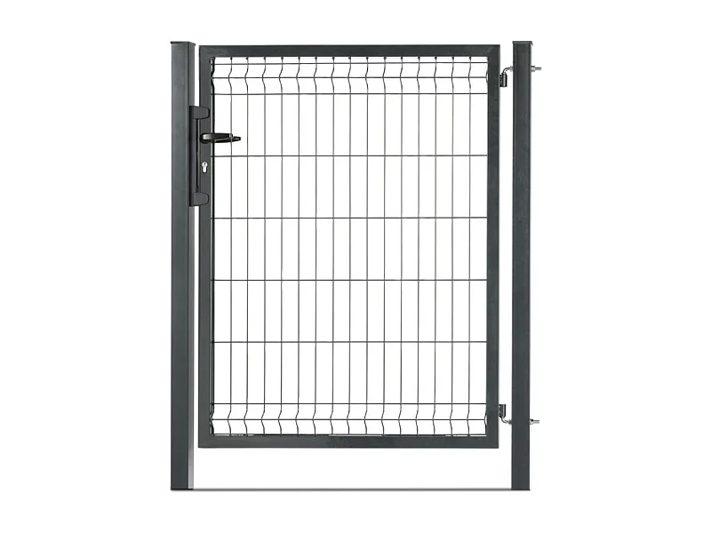 Portillon grillagé en acier galvanisé maille 200 x 50 occultable passage 1m x H 1m30 Gris anthracite