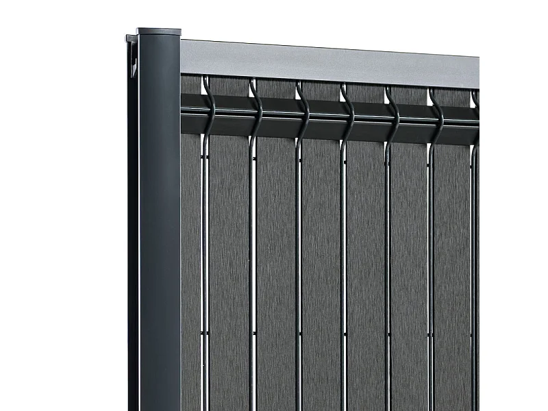Kit complet grillage rigide occultant lattes composite avec soubassement longueur 20m - Hauteur 1m80 - Gris anthracite