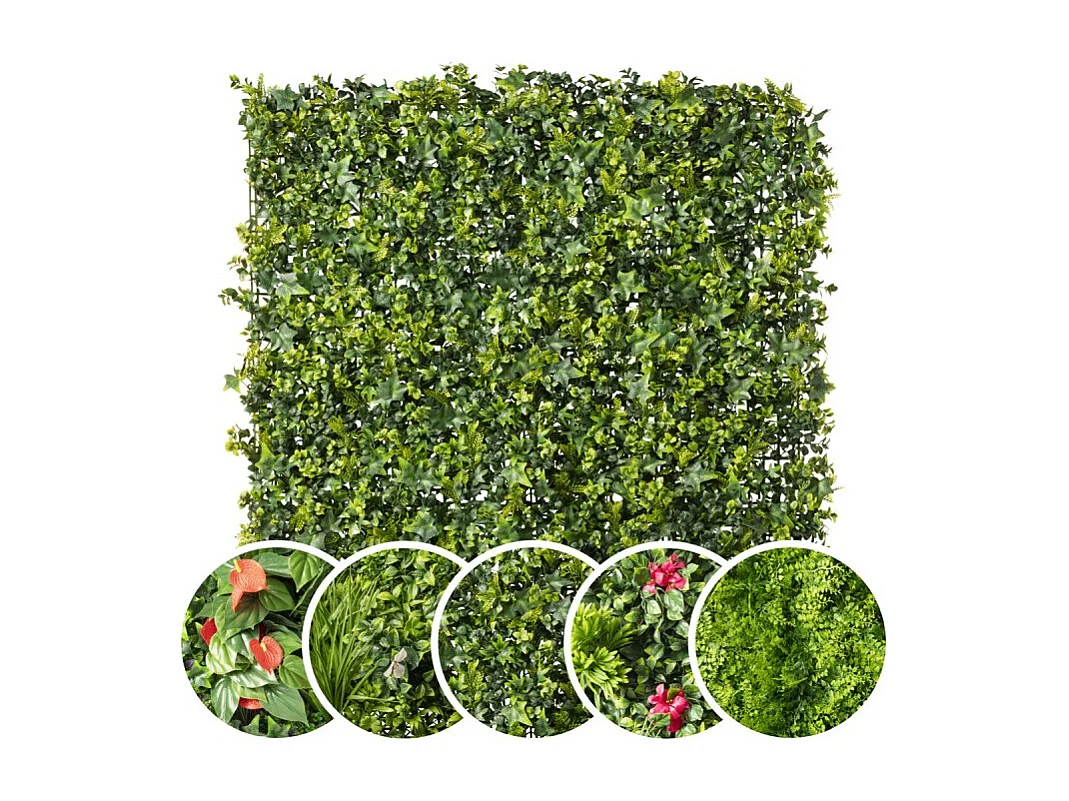 Plantenmuur - Kunststof Paneel - Fern - 1x1m - UV-Bestendig - Waterbestendig