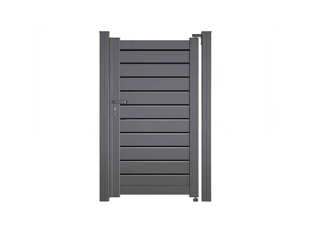 Aluminium poortje met afgeschuinde plank, B 1m x H 1m75, RAL7016, acc