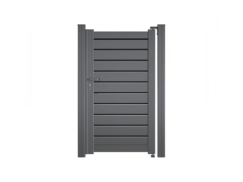 Portillon Aluminium Persienne - Largeur 1m - Hauteur 1m75 – Gris anthracite - Prêt à poser