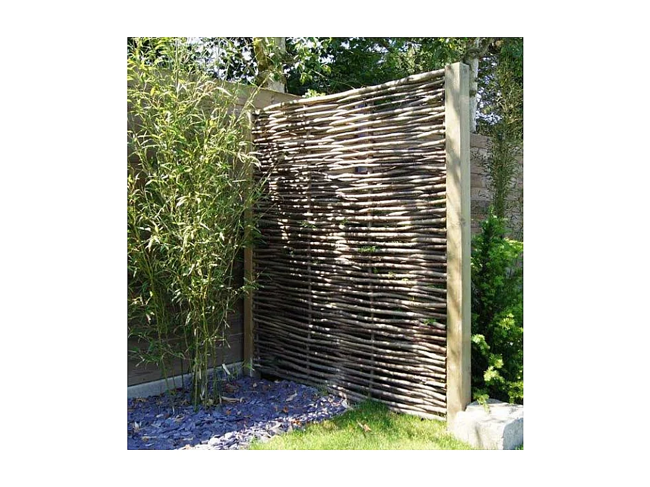 Tuinhek - Hazelaar Gevlochten - 1,8x1,5m - Houtkleur - Natuurljk