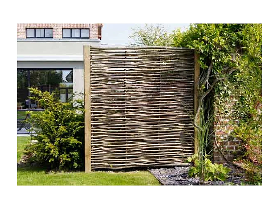 Tuinhek - Hazelaar Gevlochten - 1,8x1,5m - Houtkleur - Natuurljk