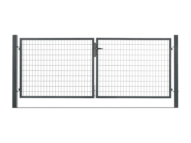 Portail grillagé acier galvanisé L 3m Gris anthracite H 1m00