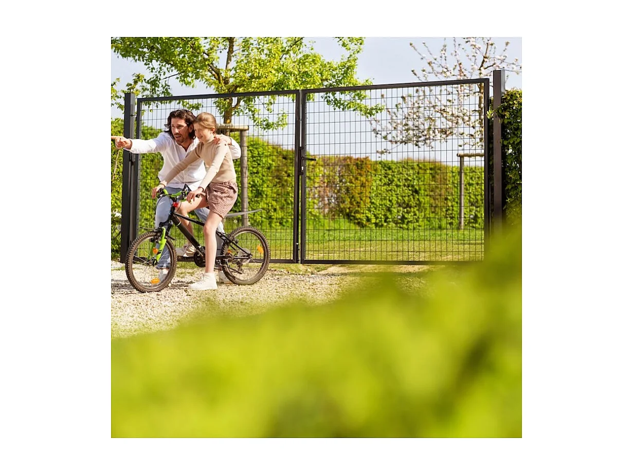 Portail grillagé acier galvanisé L 3m Gris anthracite H 1m70