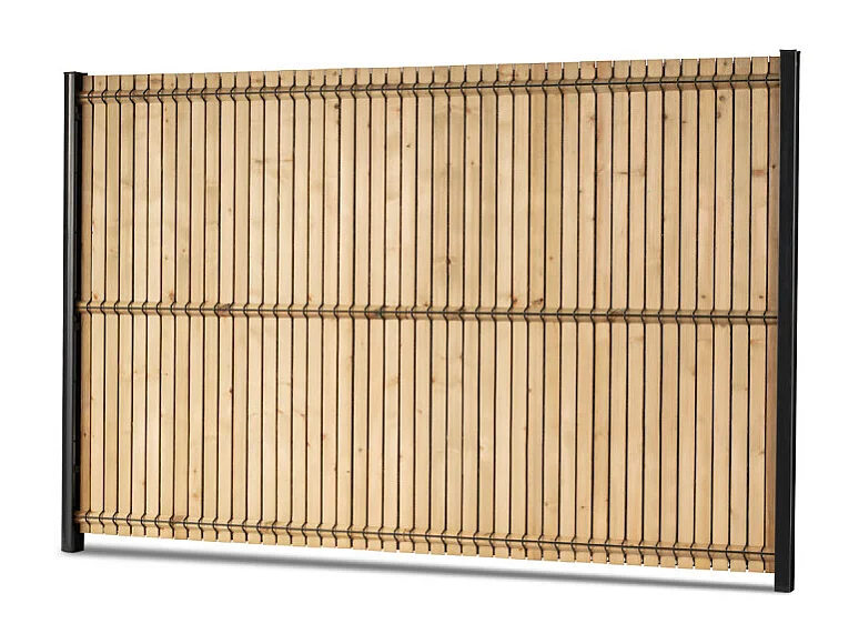 Kit occultation lamelles bois pin pour panneau rigide maille 55 H 1m93 L 2m50 ep 8mm