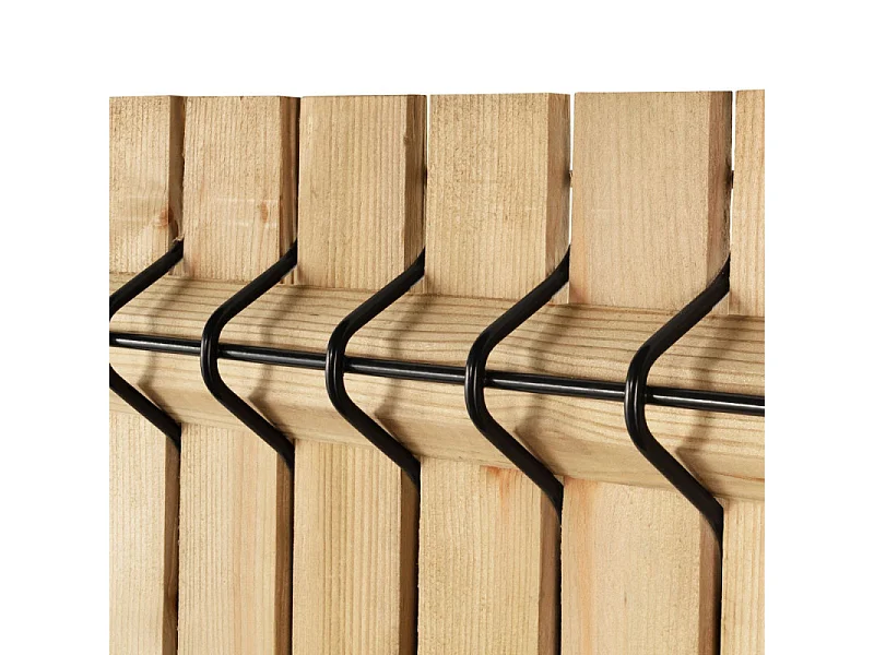 Kit occultation lamelles bois pin pour panneau rigide maille 55 H 1m53 L 2m50 ep 8mm