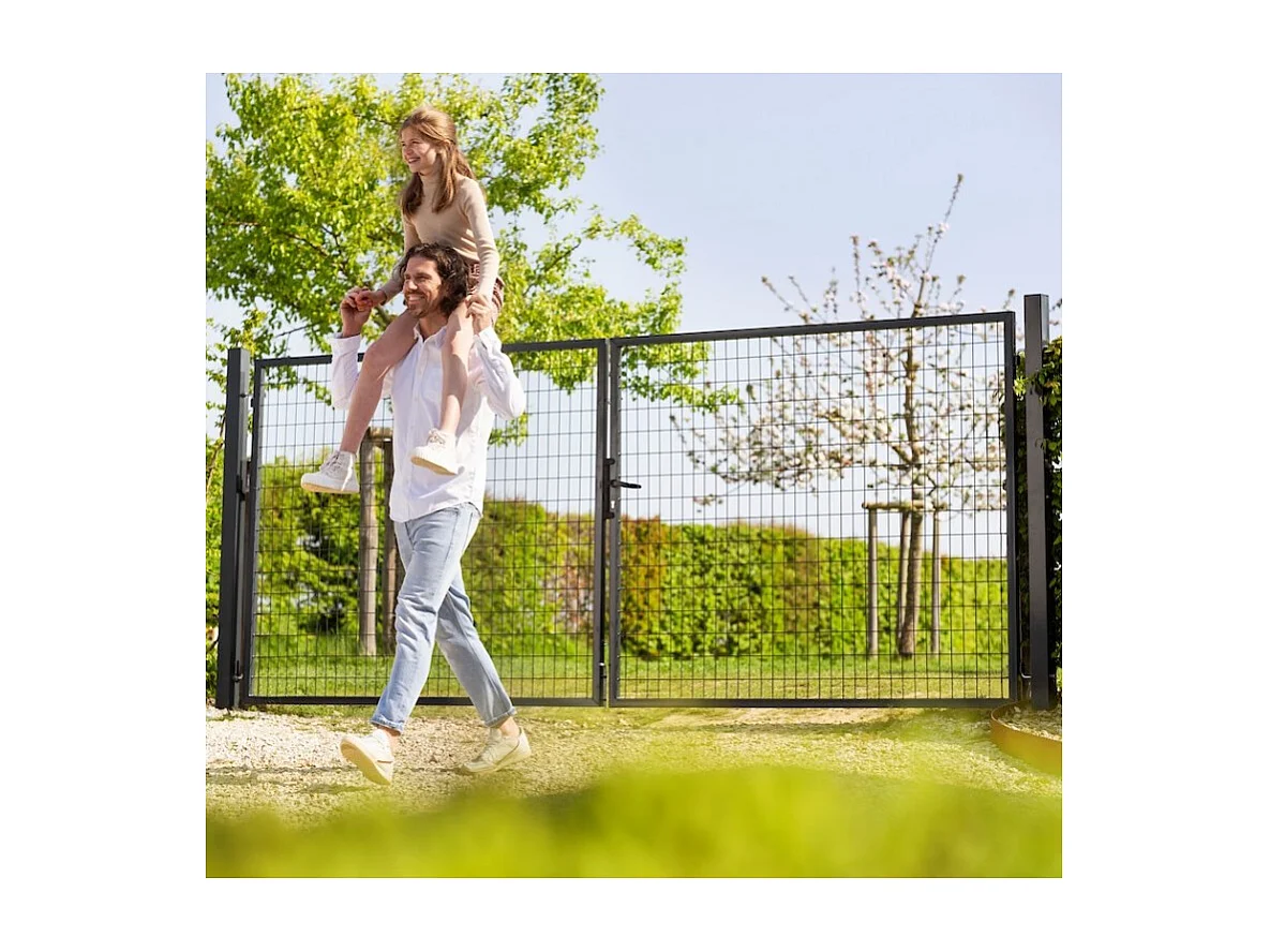 Portail grillagé Square passage 4m ht 1m20 gris anthracite