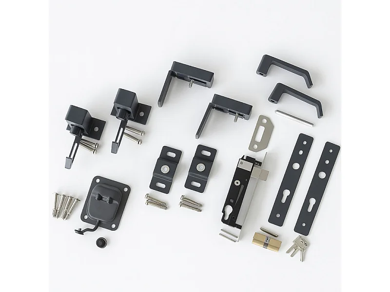 Aluminium volle poort, B 3m75 x H 1m90, RAL7016, acc incl