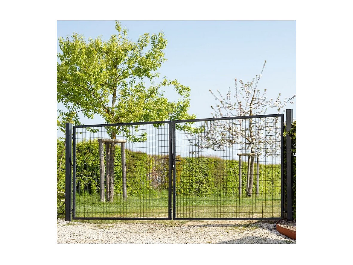 Portail grillagé acier galvanisé L 3m Noir H 1m70