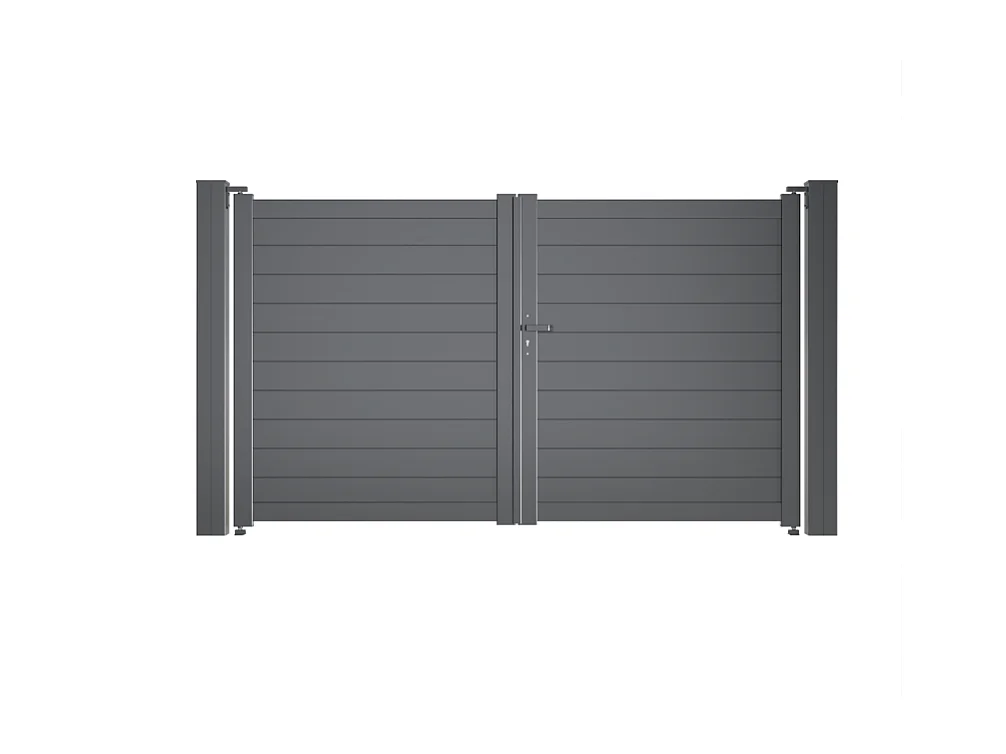 Portail battant Aluminium Plein - Largeur 4m - Hauteur 1m90 – Gris anthracite - Prêt à poser
