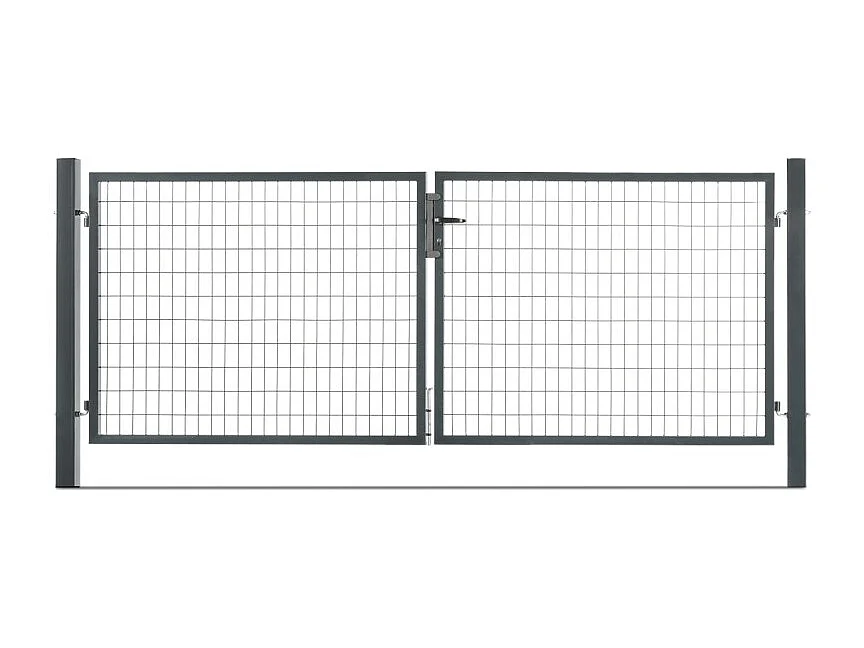 Portail grillagé acier galvanisé L 3m Gris anthracite H 2m00