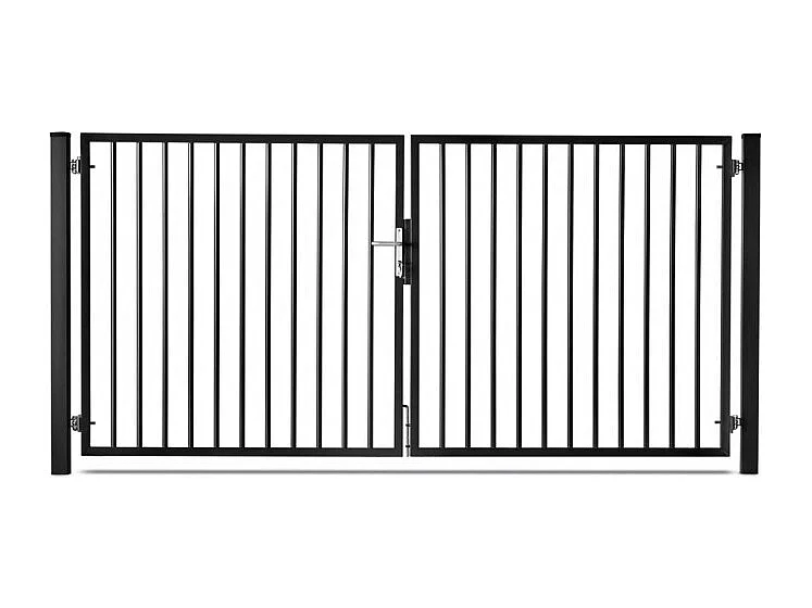 Portail barreaudé acier galvanisé passage 3m00 H 1m00 Noir