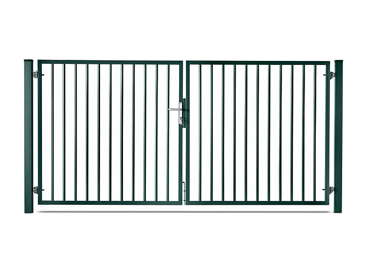 Gegalvaniseerd Stalen hek - Tuinpoort - Met spijlen - Doorgang 4m - Hoogte 1m - Groen