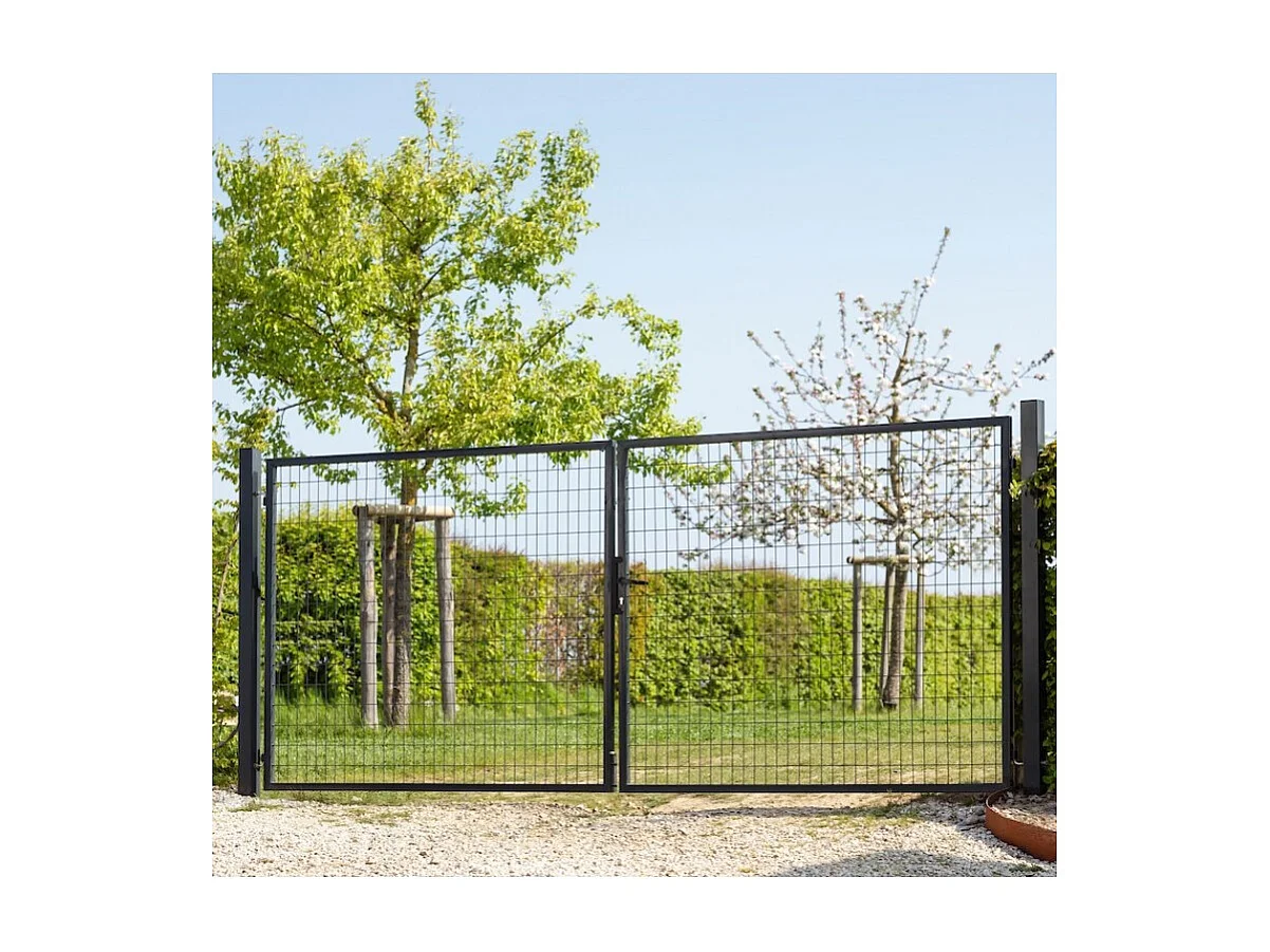 Portail grillagé Square passage 4m ht 1m50 gris anthracite